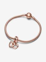 Pandora - Charm Colgante with corazones de Hermanas entrelazadas - Baño de Gold Rose de 14 K - details 1