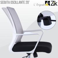 Zik Silla ergonómica de oficina, Con reposabrazos y soporte lumbar, Altura ajustable, Silla giratoria Presidencial with Canvas trasera para el hogar, Estudio de oficina, Diseño Moderno-Blanco - details 5