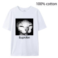 Camiseta Ibuprofen Gato Meme Para Hombres Moda Casual Con Estampado De Gato Divertido Camisetas Gráficas Unisex Ropa De Calle O-Neck - details 3
