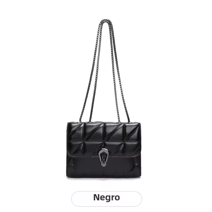 Bolso Bandolera Para Mujer Estilo Retro Cuero PU Cuadros Bordados Lujo Moda Cadena De Hombro Diagonal Transversal - 1
