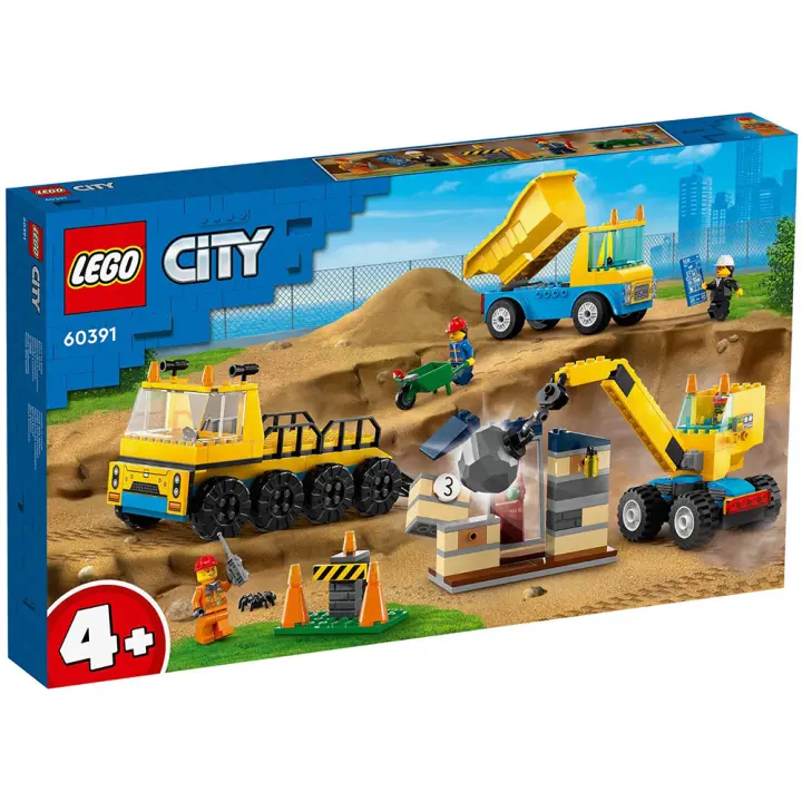 LEGO CITY - CAMIONES DE OBRA Y GRÚA CON BOLA DE DEMOLICIÓN, 60391, TIENDA CON LICENCIA OFICIAL - 1