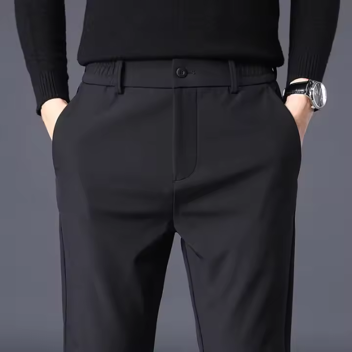 Pantalones Casuales Para Hombre Primavera Verano Delgados Y Elásticos Alta Calidad Pantalones Jogger Rectos Negros Grises Azules Marcas Coreanas - 1