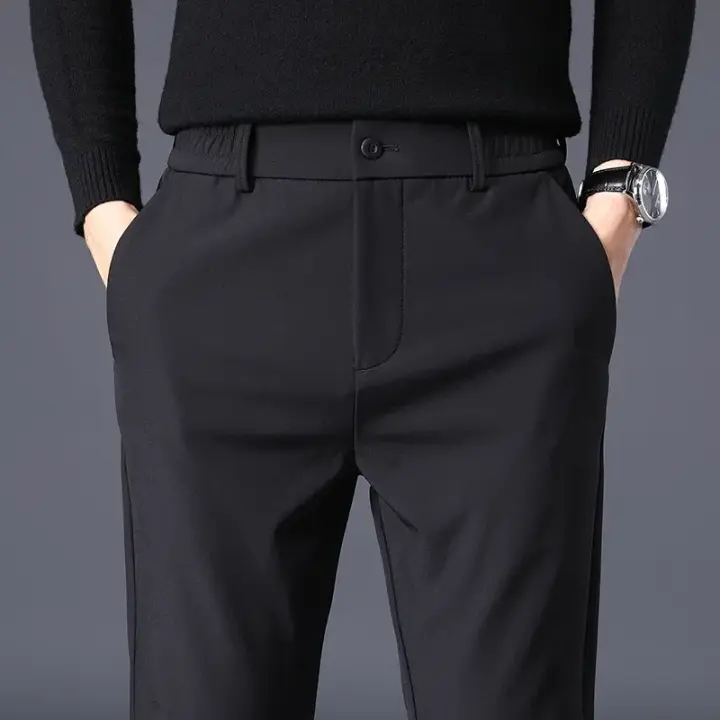 Pantalones Casuales Para Hombre Primavera Verano Delgados Y Elásticos Alta Calidad Pantalones Jogger Rectos Negros Grises Azules Marcas Coreanas - 1