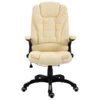 vidaXL Silla de oficina de cuero sintético color crema - details 1