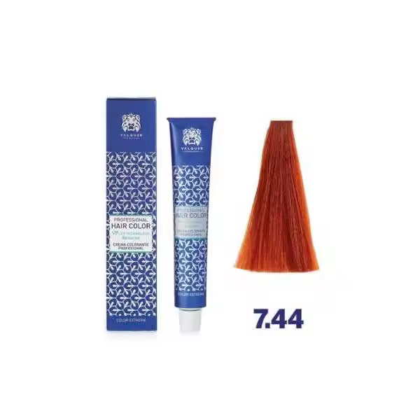 Crema Colorante Vplex 7.44 Rubio Medio Cobrizo Intenso - 60 Ml. Valquer - 1