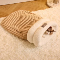 Saco De Descanso Para Gatos Y Perros En Otoño/Invierno Cómodo Y Caliente Semi-Abierto Con Plush Suave Para Viajes - details 0