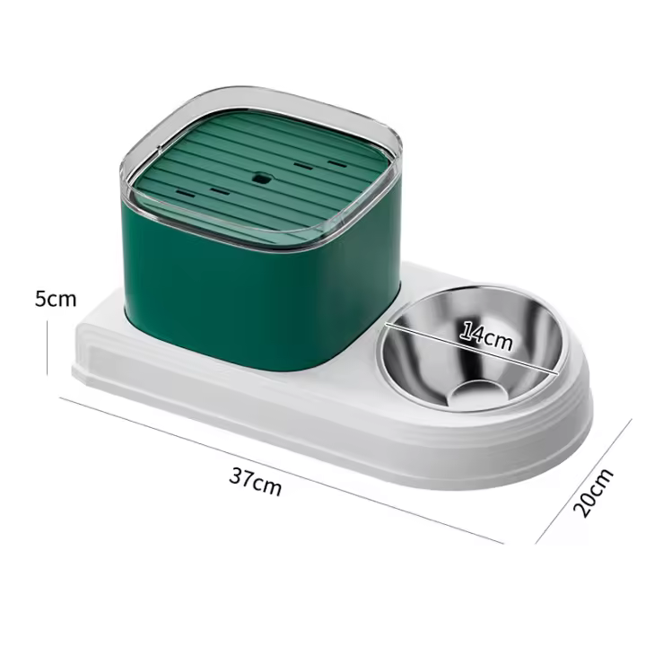 Dispensador de Comida y Agua Filtrada Recirculante 3L Fontanera de Agua Automática para Gatos 2 EN1 - 1