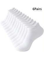 6 Pares De Calcetines Para Hombre Color Sólido Primavera/Verano Deportivos Cortos Antideslizantes Absorbentes De Sudor Calcetines De Barco Para Mujer - details 4