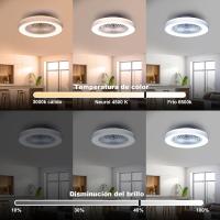Nuevo Ventilador con luz LED luz blanca E27 tornillo hogar sala de estar ventilador de techo de tres colores ajuste de control remoto
Lámpara ventilador para dormitorio, blanca - details 1
