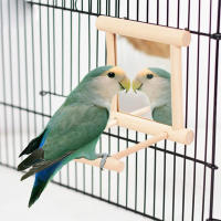 Juguete Interactivo De Madera Para Pájaros Con Espejo Y Trepado Para Periquitos Pequeños Cotorras Conure Y Loros Accesorios De Jaula - details 6