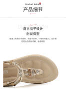 CA Sandalias de mujer de talla grande 2025 con tiras y diamantes de imitación, tacón plano y caña baja. - details 8