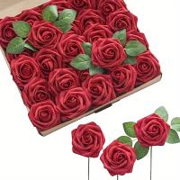 27pcs Flores Artificiales Rosas Con Tallo Para Fiestas DIY Bodas Centros De Mesa Arreglos OPP Bag Empaquetado Flores De Plástico Para Decoración Del Hogar - details 11