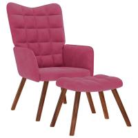 vidaXL Sillón de relax con reposapiés terciopelo rojo tinto en color Rojo vino tinto/Crema/Verde claro y más - details 0