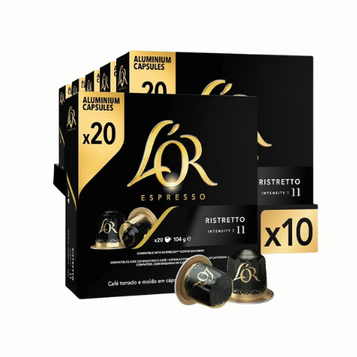 Café l'or espresso ristretto 20 compatible capsules - pack 10 units - qumir