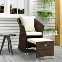 vidaXL Set de muebles de jardín 2 pzas y cojines ratán sintético en color Negro/Marrón/Gris | acolchados duraderos para sofás de jardín terraza exterior - details 1