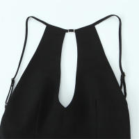 Vestido Corto De Verano Para Mujer Zach Ailsa 2024 Sexy De Color Negro Con Espalda Abierta Y Decoración De Cierre Vestido De Manga Sin Mangas Cuello En V Estilo Casual - details 3
