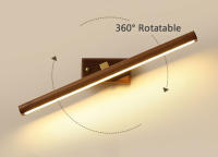 Lámpara De Espejo De Pared En Madera Sólida Negra LED Rotativa Para Baño Decoración De Exposición De Arte Iluminación Diaria Moderna - details 3