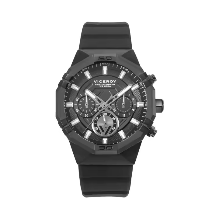 Reloj Viceroy 45017-55 Neo hombre caja acero y correa silicona negra cronógrafo Sumergible (200m) - 1