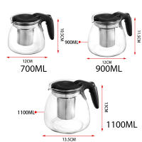 DESEOS Tetera de Vidrio con Filtro de Acero Inoxidable y Mango Ergonómico - Capacidades de 700 ml, 900 ml, y 1100 ml - details 0