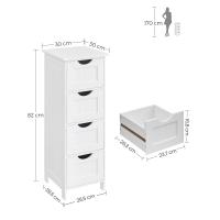 Estantería de baño de pie con 4 cajones, almacenamiento moderno para sala de estar, baño, comedor y cocina, dimensiones 30x30x82 cm en elegante blanco - details 5