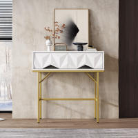 Mesa de entrada moderna y elegante con muebles geométricos tridimensionales para entradas y salones (Blanco + patias Doradas) - details 0