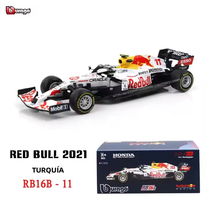 Modelo De Coche F1 Red Bull Racing Bburago 2021 RB16b No.11 No.33 Verstappen Perez a Escala 1:43 Metal Sin Batería Para Coleccionistas - 1