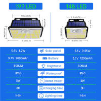 2 Packs De Luces Solares Con Sensor De Movimiento IP65 Impermeables 197 LEDs Para Exteriores 3 Modos Luz Solar Para Pasos Jardín Valla - details 1