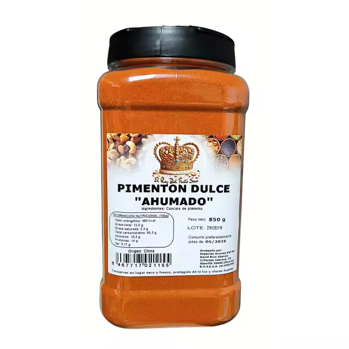 Pimentón Dulce  Ahumado 850 gr - Especias de Pimentón - Calidad Garantizada - Marca El Rey del Fruto Seco - 1