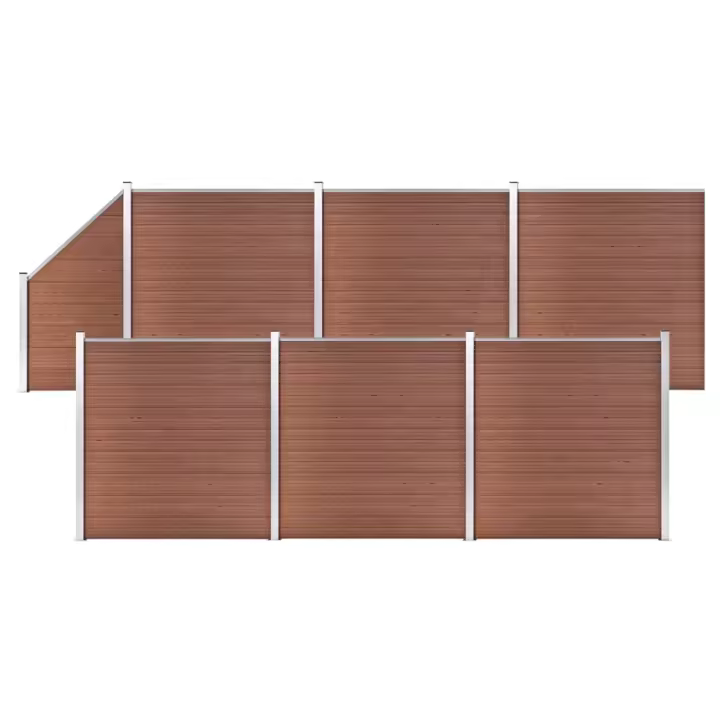 vidaXL Set de valla 6 cuadradas + 1 oblicua WPC marrón 1138x186 cm - 1