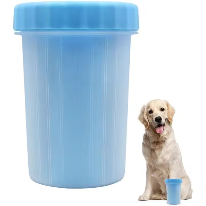 Dog Paw Cleaner 1 piezas de silicona Pet Cleaner Dog Foot Scrubber cepillo de limpieza Copa para mascotas baño Paw Grooming eliminación de suciedad barro azul perro grande - 1