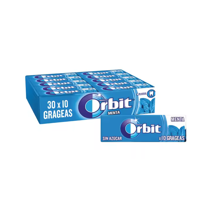 Orbit Chicles Sin Azúcar Sabor Menta, Fresco, Intenso y de Larga Duración en formato Gragea, 30 Paquetes de Bolsillo x 10 Unidades - 1
