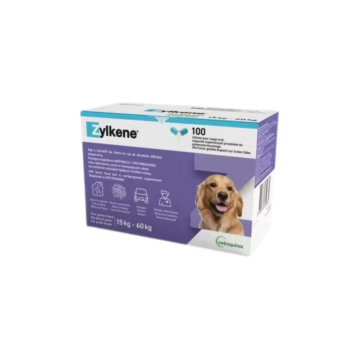 VETOQUINOL - Zylkene (100 Cápsulas) - Tranquilizante Natural para Perros de Raza Grande (15-60 kg) - 1