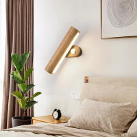 Lámpara De Pared De Madera Rotativa Para Decoración Nórdica conInterruptor Luz LED Moderna Para Dormitorio Sala De Estar Estudio Material Madera Y Metal - details 3
