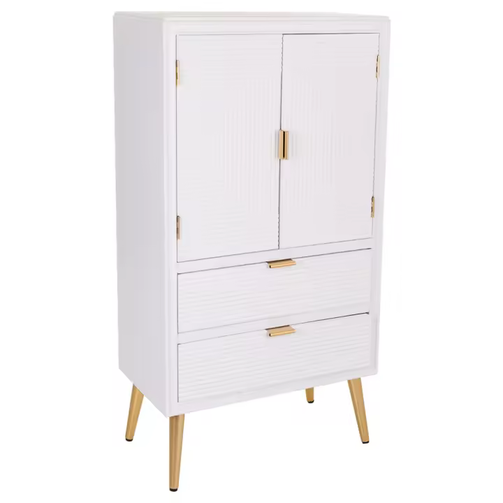WANDERLUST DECO Armario de madera blanco 62x36,5x118h cm de estilo Romántico.Tiene 1 puerta - 1
