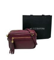 Bolso de HOMBRO mujer de cuero genuine, bandoleras Mujer pequeñas, adjustable Y 2 bolsos con Cremallera, Italian artesania JOY Burdeos - details 2