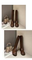Botas De Mujer Invierno 2021 Nuevas Botas De Caballero Con Lona De Piel Artificial Y Forro De Algodón Terciopelo Modernas Suela De Goma Tacón Cuadrado Altura Media - details 23