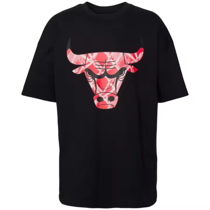 Camiseta de Manga Corta New Era Chicago Bulls para hombre en color negro - 1
