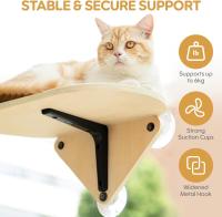 Hamaca de Ventana para Gatos en Madera con Ventosas Extra Fuertes – Cama Elevada Tipo Amaca para Gatos de Interior, Percha Salvaspacio para Dormir al Sol y Observar, Fácil Instalación sin Taladros (42 × 26,5 × 20,9 cm) - details 1
