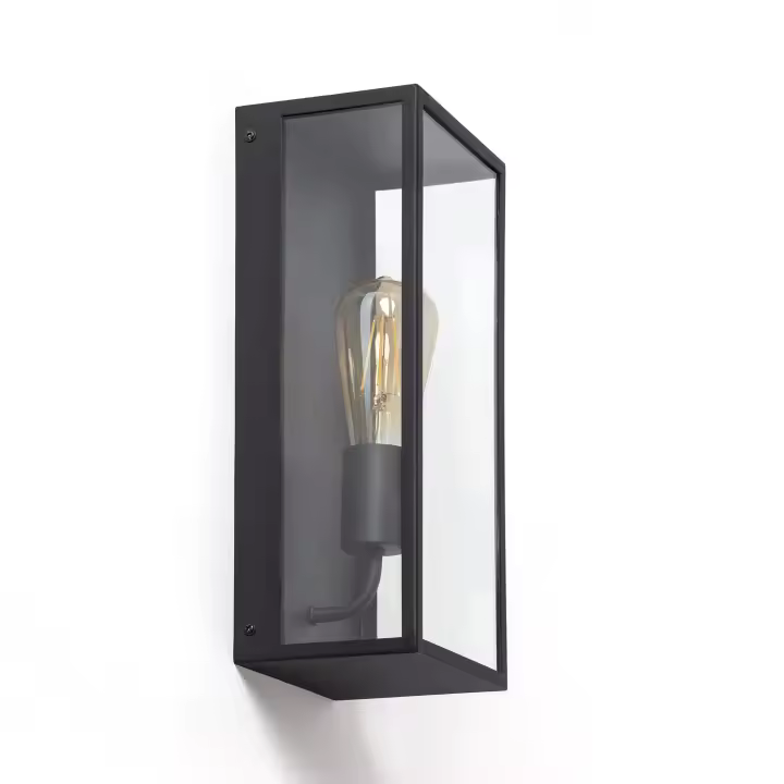 Ledkia Aplique de Pared Exterior Metal y Cristal Zeila Negro - 1