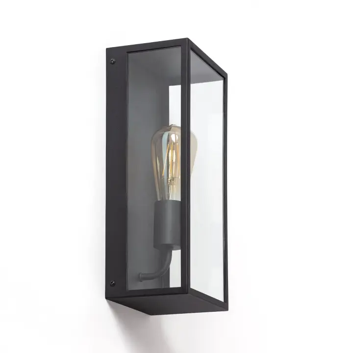 Ledkia Aplique de Pared Exterior Metal y Cristal Zeila Negro - 1