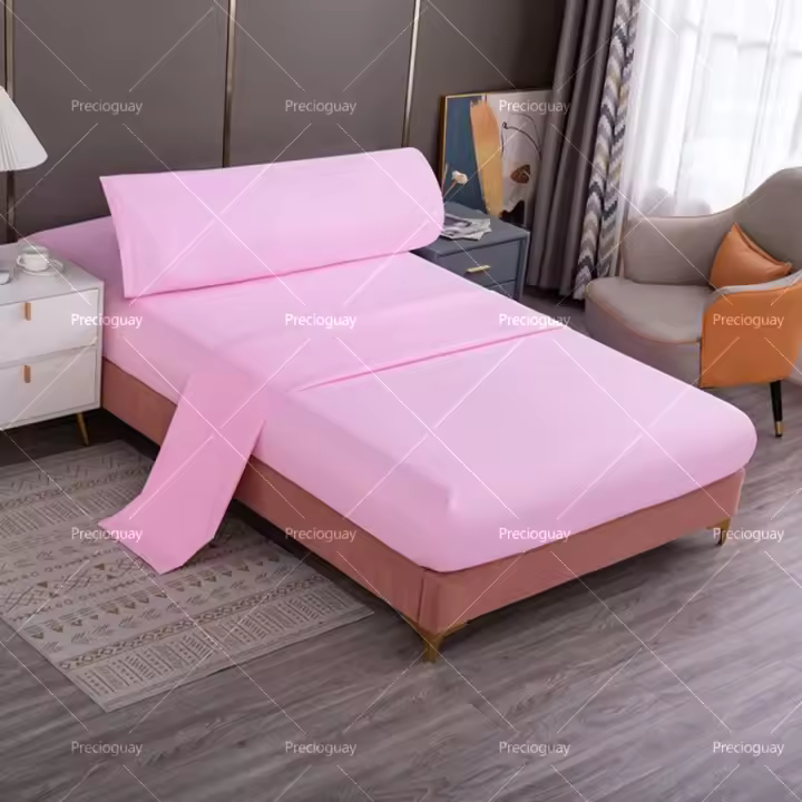 Juego de cama de tres piezas, funda de colchón, textil para el hogar, delicado y suave, agradable para la piel, color sólido, adecuado para sala de estar, dormitorio. - 1