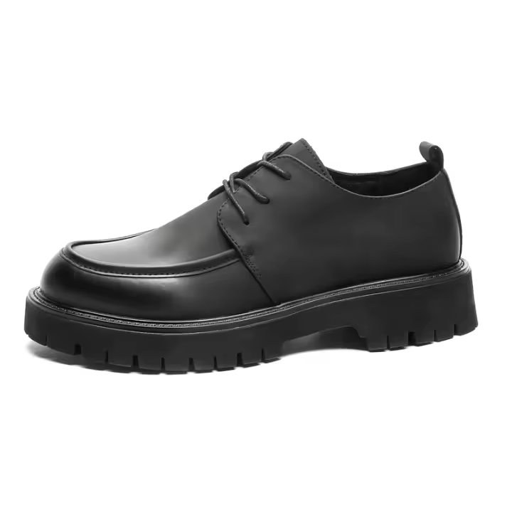 Zapatos De Negocios Casuales Para Hombre Con Plataforma Grande Y Suela Gruesa Cuero Patentado Seguridad Antideslizante Exterior - 1