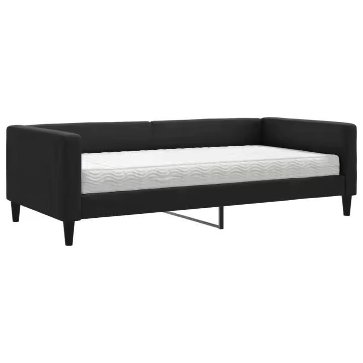 vidaXL Sofá cama con colchón tela negro 100x200 cm - 1