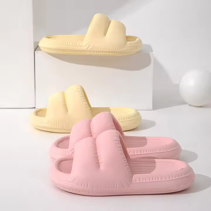 Zapatillas De Verano Para Hombre Doble Panqueque Diseño Fluffy Suela Suave Y Cómoda Para Caminar Al Aire Libre Zapatos De Baño Tamaño True Fit Material Superior EVA - 1