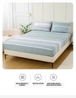 Juego De Sábanas Fitted Con Estampado Rayado De 3 Piezas - Lujosamente Suaves Y Transpirables - Incluye 1 Sábana Fitted Y 2 Fundas Para Almohadas Para Un Sueño Cómodo - details 2