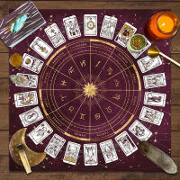 Mantel De Juego De Cartas Tarot Con 12 Zodiacos Para Fortuna Toldo De Juego De Mesa Decorativo De Poliéster/Celulosa Tamaño Cuadrado - details 4