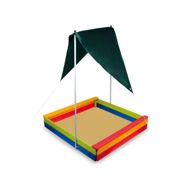 Arenero de madera maciza con toldo para juegos al aire libre y protección solar Small Foot - 1