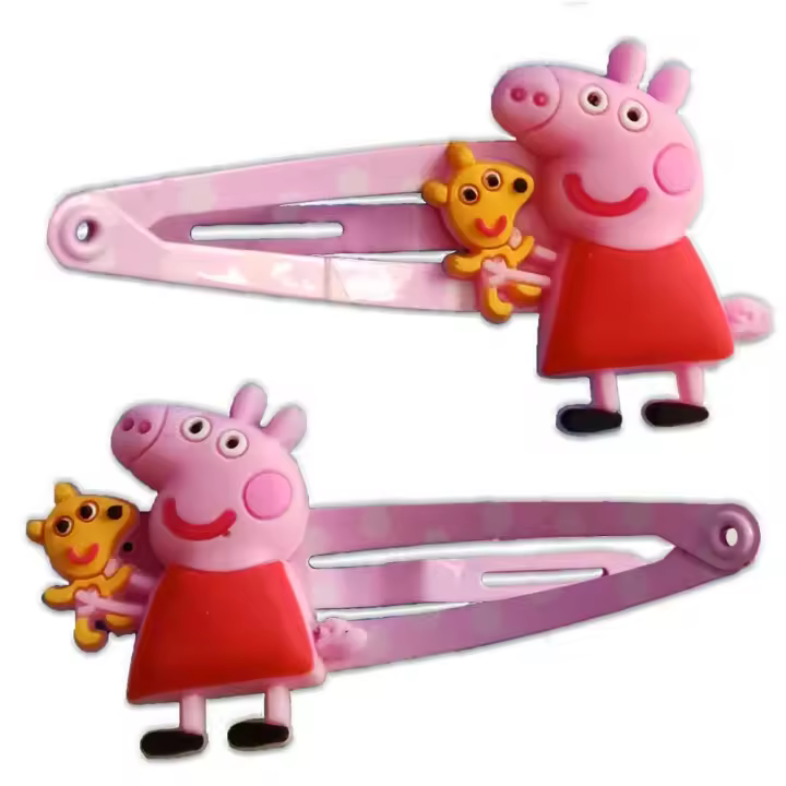 Accesorios Cabello Peppa Pig – Complementos Moda – Vestir con Estilo – (licencia oficial) – Pasador de Pelo tipo Ranita (Rubber Hair Clic-Clac) color Rosa – Peppa Pig – Cerdita – Animales – Cerdo – Tiernos – 4,8 x 2,5 cm. – Moda The Happy Patch - 1