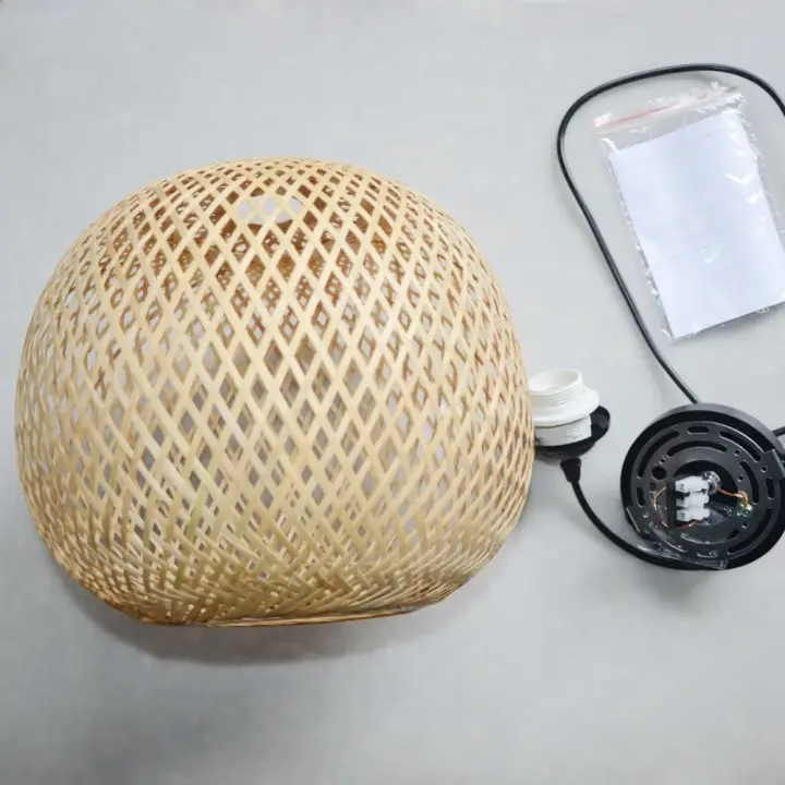 Lámpara Colgante De Bambú Redonda Ajustable En Altura 20/30cm Luz De Techo Retro Tejida a Mano Con Rattan Iluminación Pendente - 1