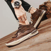 Botas De Cuero Para Hombre Casual Transpirables Antideslizantes Alta Top Non-slip Zapatos De Caminar Comodidad Interior Talla Verdadera - details 8